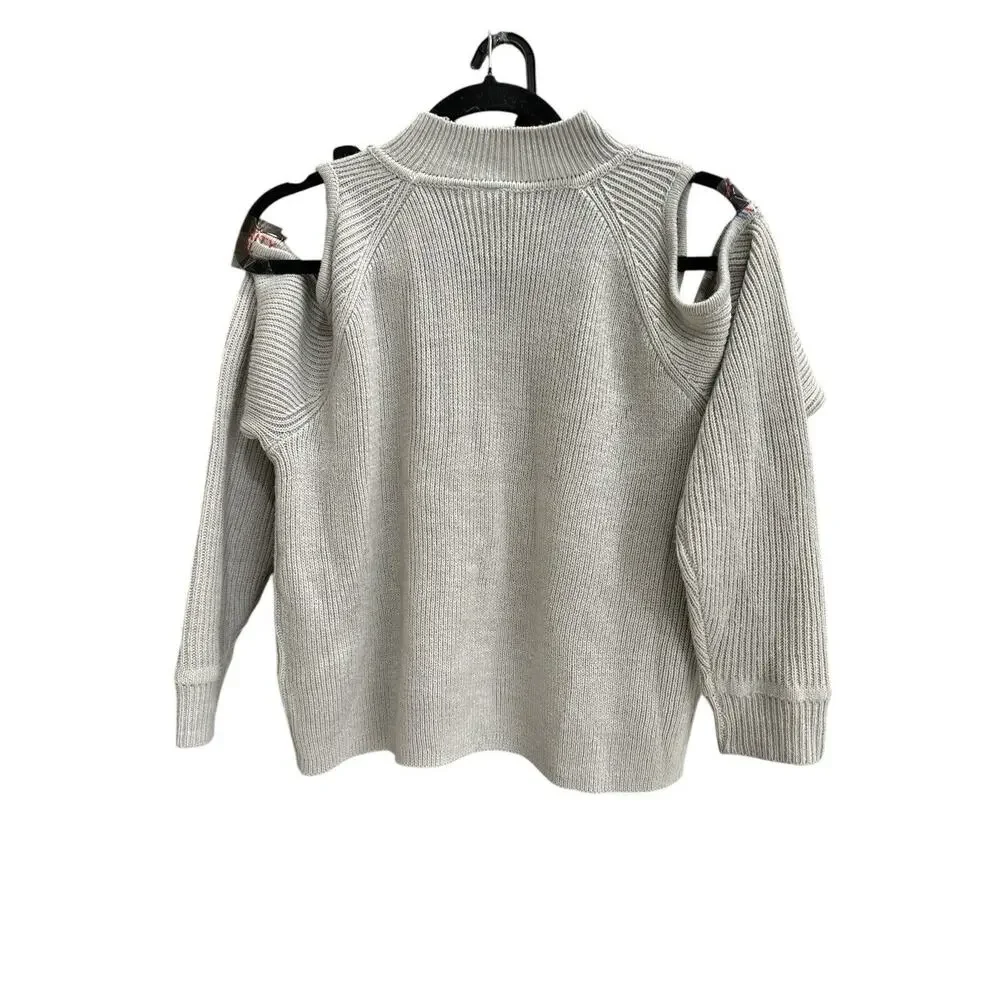 Divided H&M Pullover Sweater Long Sleeve Cold Shoulder Gray Sweater Size S - Picture 2 of 3